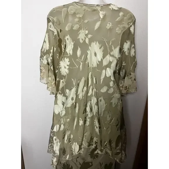 Vintage Spencer Alexis Silk Skirt Top Set Green Lace Velvet Burnout Size 12 - Picture 8 of 12